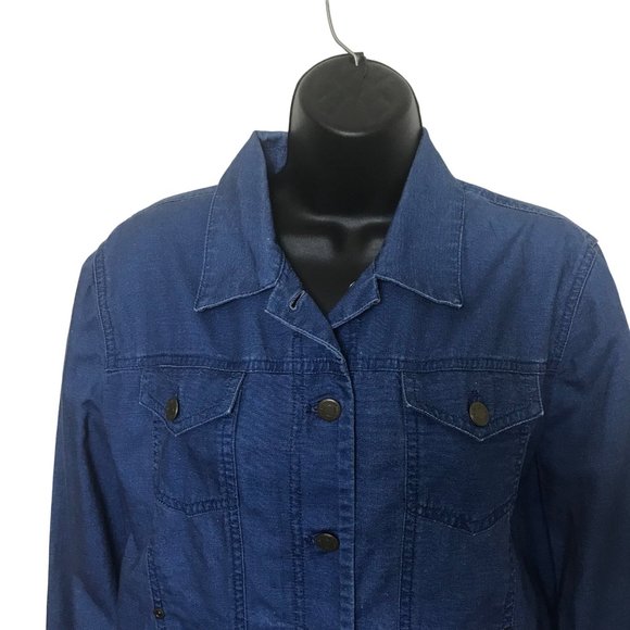 Jones New York Sport Lightweight Jean Jacket Size Large Button Long Sleeve Denim - Picture 2 of 6